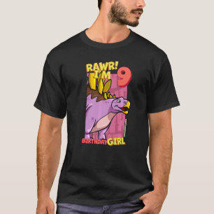 Rawr I'm 9 Birthday Girls 9th Birthday Dino Kentro T-Shirt