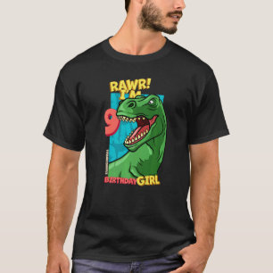 Rawr I'm 9 Birthday Girls 9th Birthday Dino Tyrann T-Shirt