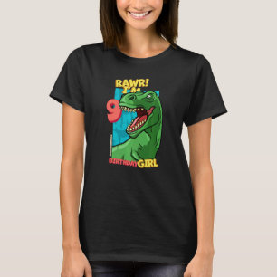 Rawr I'm 9 Birthday Girls 9th Birthday Dino Tyrann T-Shirt
