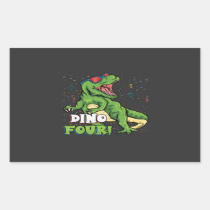 Rawr I'm a Dinofour 4th Birthday Dinosaur Rectangular Sticker