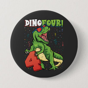 Rawr I'm a Dinofour 4th Birthday Dinosaur Round 7.5 Cm Round Badge