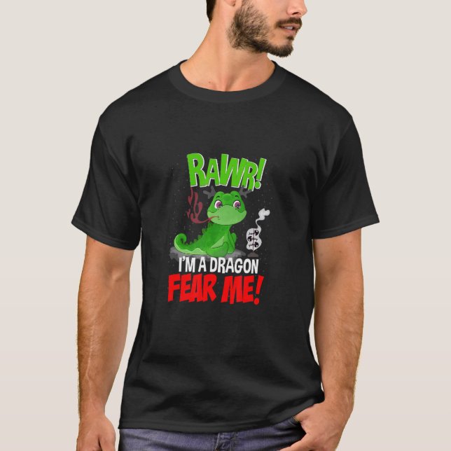 Rawr I'm A Dragon Fantasy Creature Cute Art T-Shirt (Front)