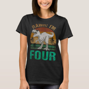 Rawr I'm Four 4th Birthday T-rex Dinosaur Saurus 4 T-Shirt