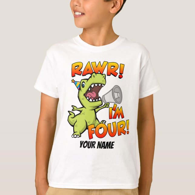 Rawr I'm Four Dinosaur T-Shirt (Front)