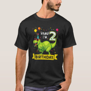 Rawr I'm The Birthday 2 Year Old Dinosaurs Birthda T-Shirt