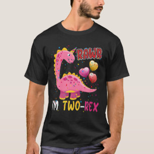 Rawr I'm Two-Rex Funny 2Nd Birthday 2 Years Old Re T-Shirt