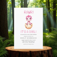 Rawr It's a Girl Cute Dinosaur Baby Shower