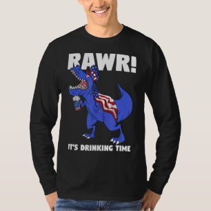 Rawr It's Drinking Time Rex Dinosaur T-Shirt