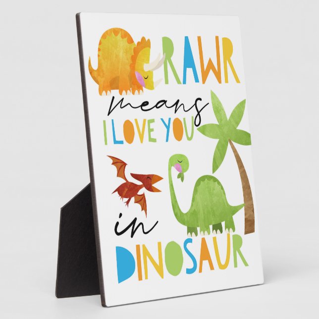 Rawr Means I love you Boys Dinosaur Room Sign  Plaque (Side)