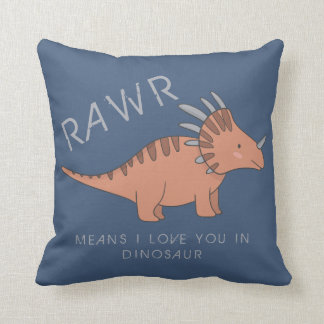 Rawr Means I Love You In Dinosaur Boys Blue Cushion