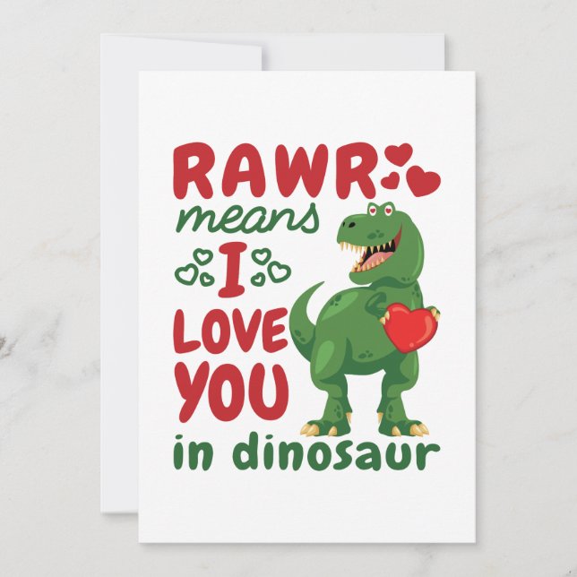 Rawr Means I Love You In Dinosaur Holiday Card (Front)