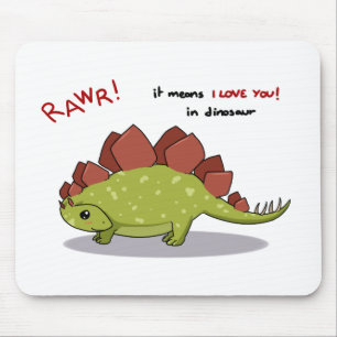 Rawr Means I love you in dinosaur Stegosaurus Mouse Mat