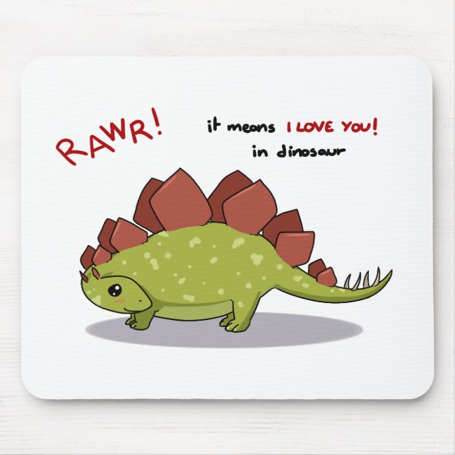 Rawr Means I love you in dinosaur Stegosaurus Mouse Mat (Front)