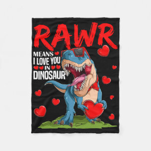 Rawr Means I Love You In Dinosaur T Rex Lover Vale Fleece Blanket