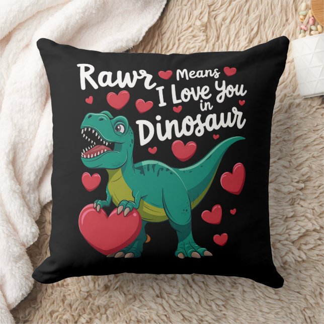 Rawr Means I Love You In Dinosaur T Rex Valentines Cushion (Blanket)
