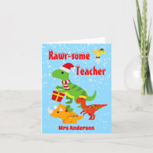 Rawr-some Teacher Dinosaur Kids Thank You Card