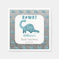 Rawr Teal Blue Dinosaur Boy Baby Shower 