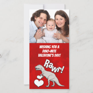 Rawr Tyrannosaurus T Rex Valentine's Day Kids Boys Holiday Card