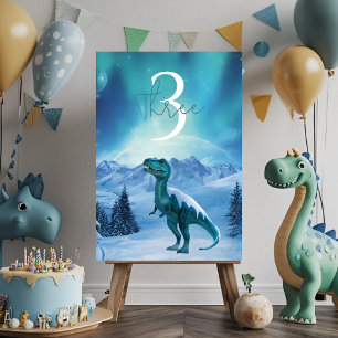 RAWR Under the Lights Dinosaur Winter Birthday  Table Number