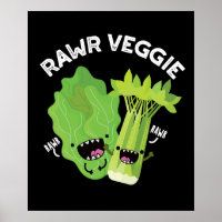 Rawr Veggie Funny Food Pun Dark BG
