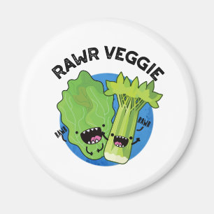 Rawr Veggie Funny Food Pun Magnet