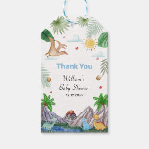 Rawr Volcano Mountain Forest Dinosaur Baby Shower Gift Tags