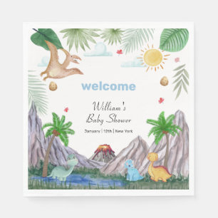 Rawr Volcano Mountain Forest Dinosaur Baby Shower Napkin