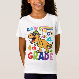 Rawring Into 4th Grade Back to School Kids T-Shirt