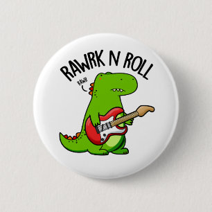Rawrk And Roll Cute Rocker Dinosaur Pun 6 Cm Round Badge