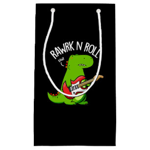 Rawrk And Roll Funny Rocker Dinosaur Pun Dark BG Small Gift Bag
