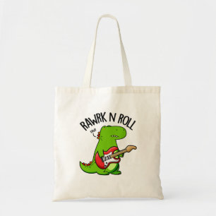 Rawrk And Roll Funny Rocker Dinosaur Pun  Tote Bag