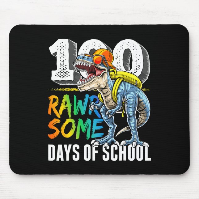 Rawrsome Days Of School Dinosaur 100th Day Of Scho Mouse Mat (Front)