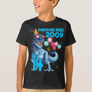 Rawrsome Since 2009 14th Birthday Dinosaur T Rex G T-Shirt