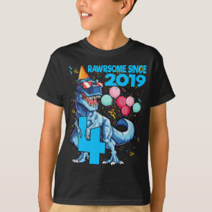 Rawrsome Since 2019 4th Birthday Dinosaur T Rex Gi T-Shirt