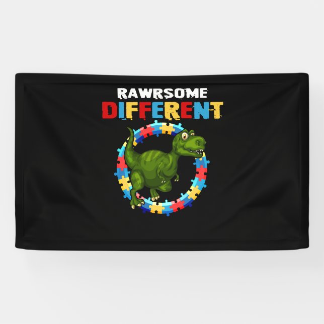Rawrsomely Different Dinosaur Autism Awareness Banner (Horizontal)