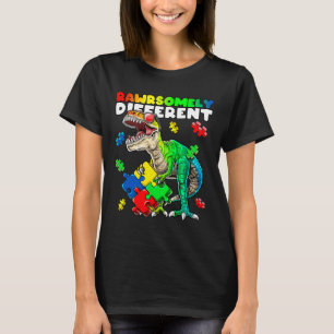 Rawrsomely Different Dinosaur Autism Awareness Puz T-Shirt