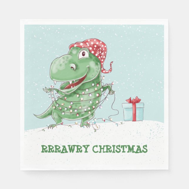 Rawry Christmas Dinosaur Napkin (Front)