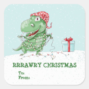 Rawry Christmas Silly Dinosaur Christmas  Square Sticker