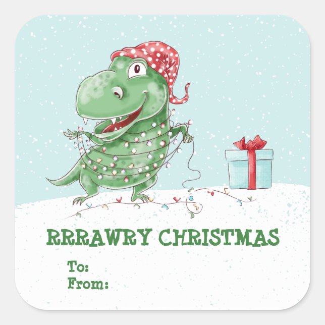 Rawry Christmas Silly Dinosaur Christmas  Square Sticker (Front)