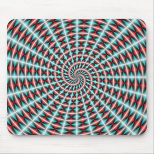 Ray and Spiral Weave in Blue and Red Mouse Mat