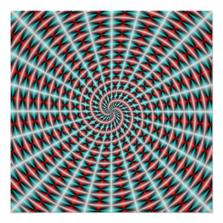 Ray and Spiral Weave in Blue and Red Poster