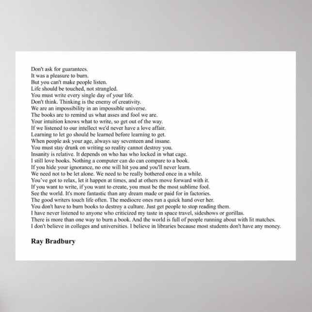 Ray Bradbury Quotes Poster (Front)