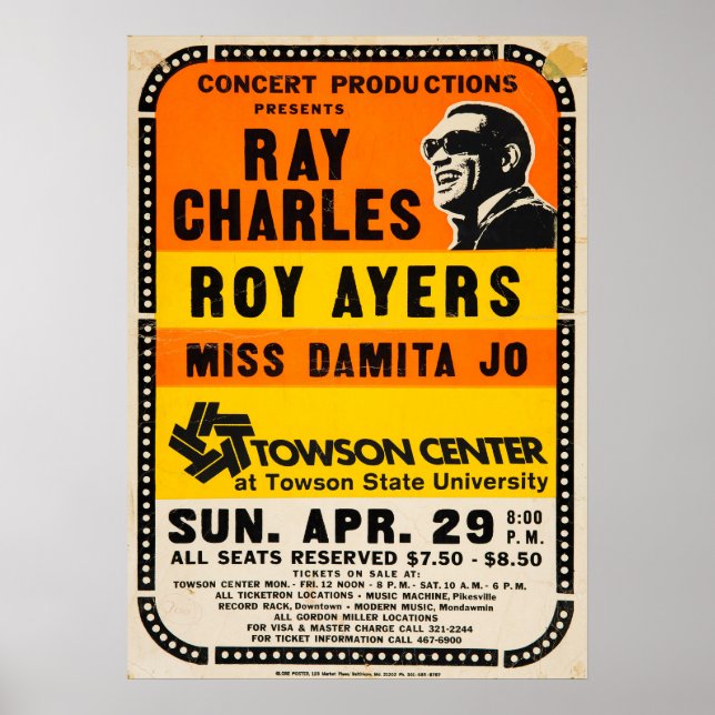 Ray Charles / Roy Ayers Vintage Concert Poster (Front)