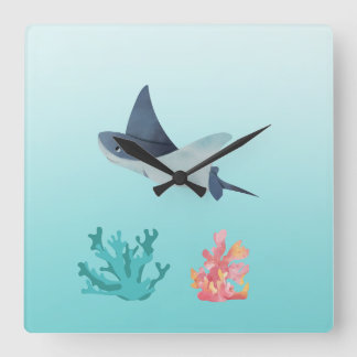 Ray Fish Underwater illustration Wall Clock