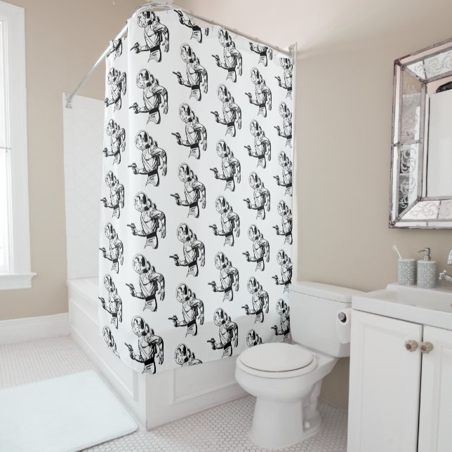 Ray Gun Man - Retro Sci-Fi  Shower Curtain (In Situ)