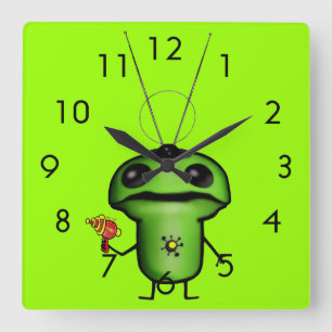 Ray Gun Roy Square Wall Clock