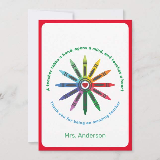 Ray of Crayons / Teacher Appreciation Thank You Ca Card (Front)