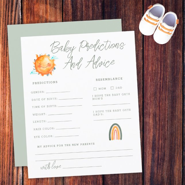 Ray of Sunshine Baby Predictions and Advice Card (Creator Uploaded)