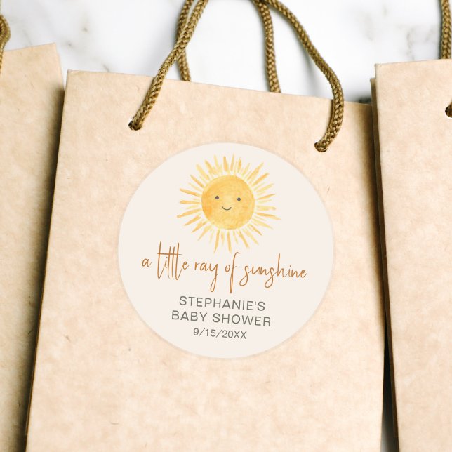  Ray Of Sunshine Baby Shower Classic Round Sticker (Creator Uploaded)