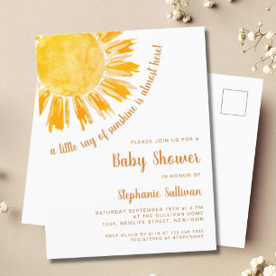 Ray of Sunshine Baby Shower Invitation Postcard
